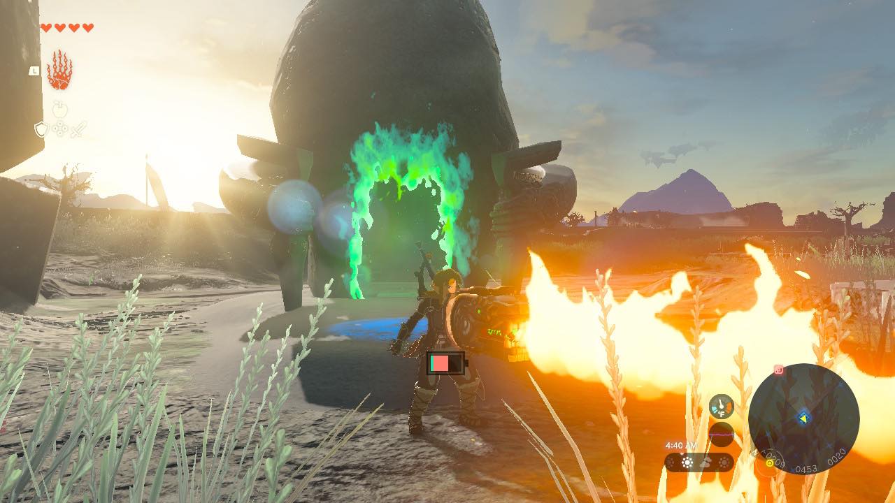 Link flies into the air with a rocket in The Legend of Zelda: Tears of the Kingdom.