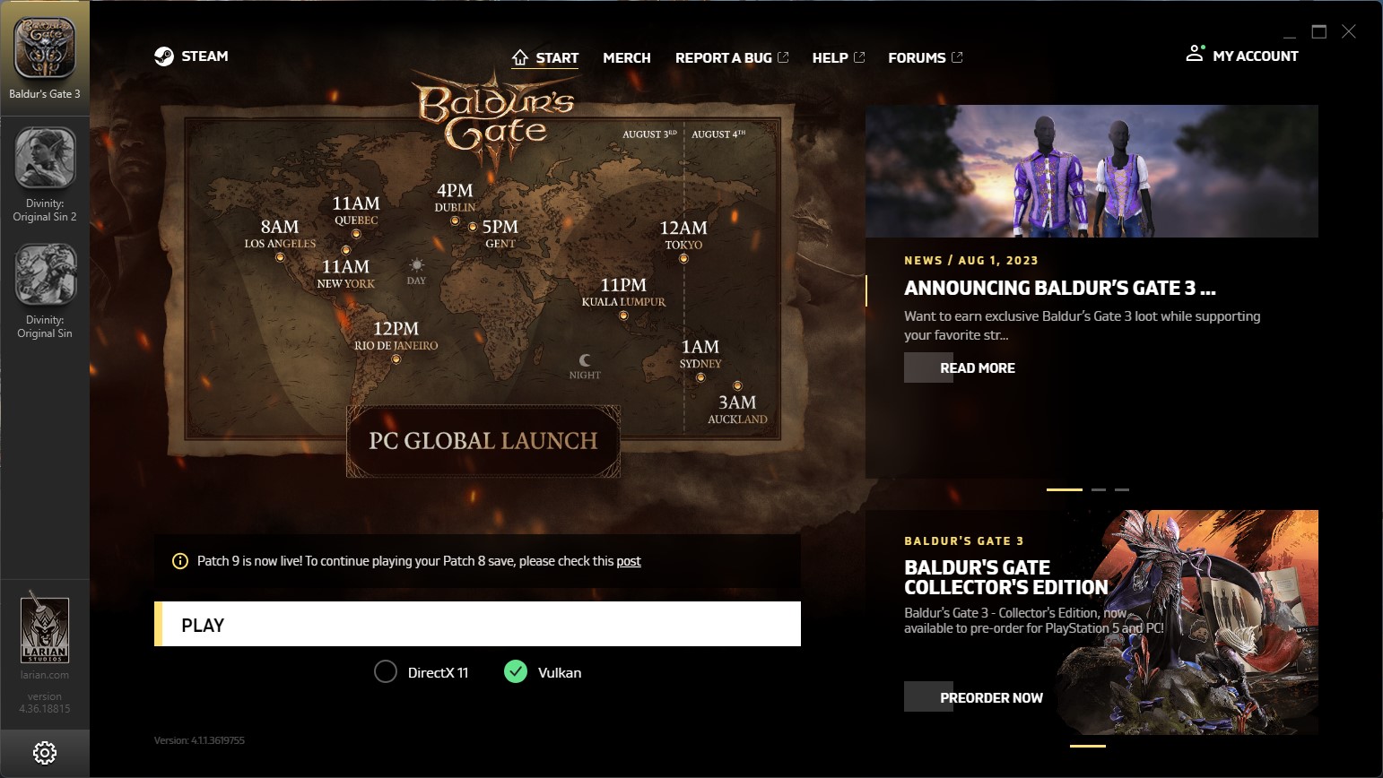 Game launcher for Baldur's Gate 3.