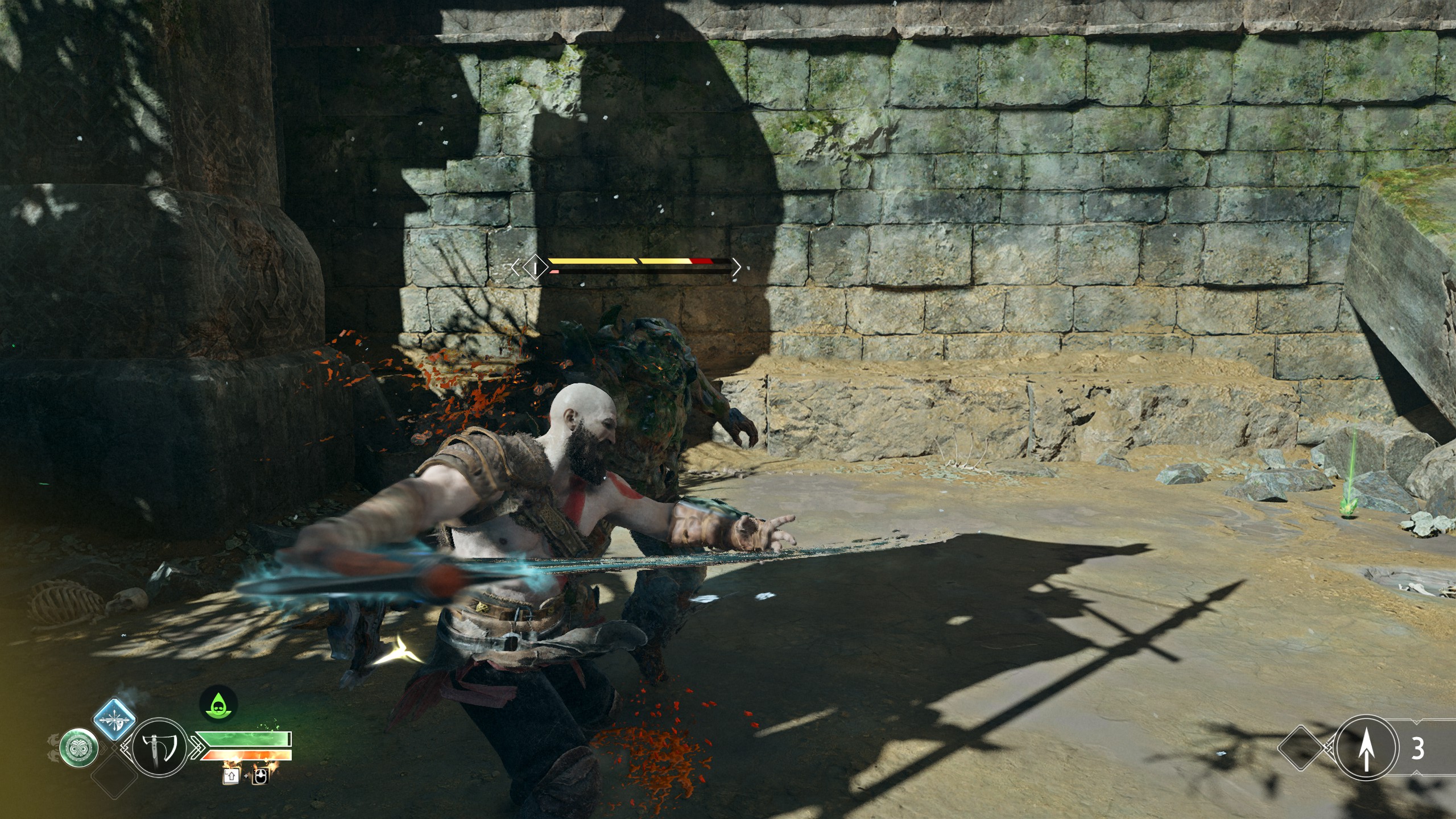 Kratos fighting in God of War on PC