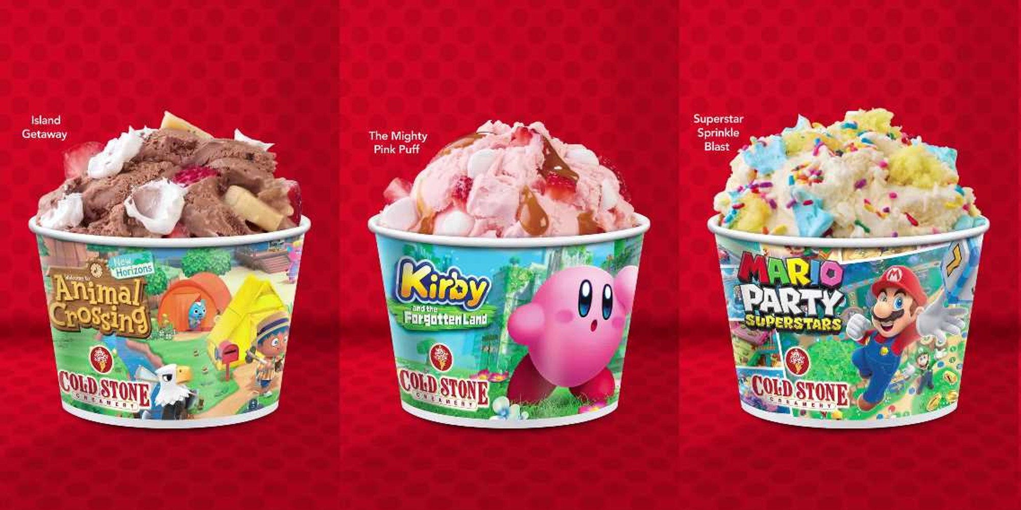 Nintendo's three Cold Stone ice cream flavors.