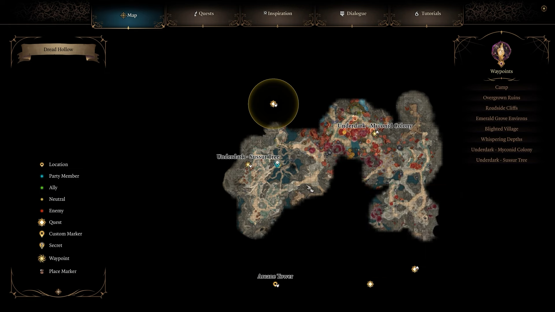 A map of the underdark in Baldur's Gate 3.