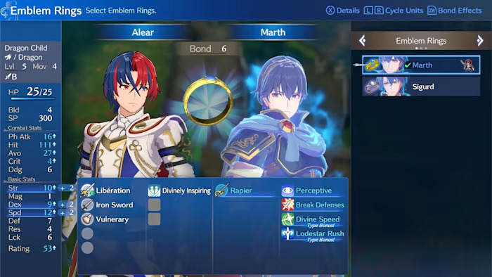 Alear equips Marth's ring in Fire Emblem Engage.