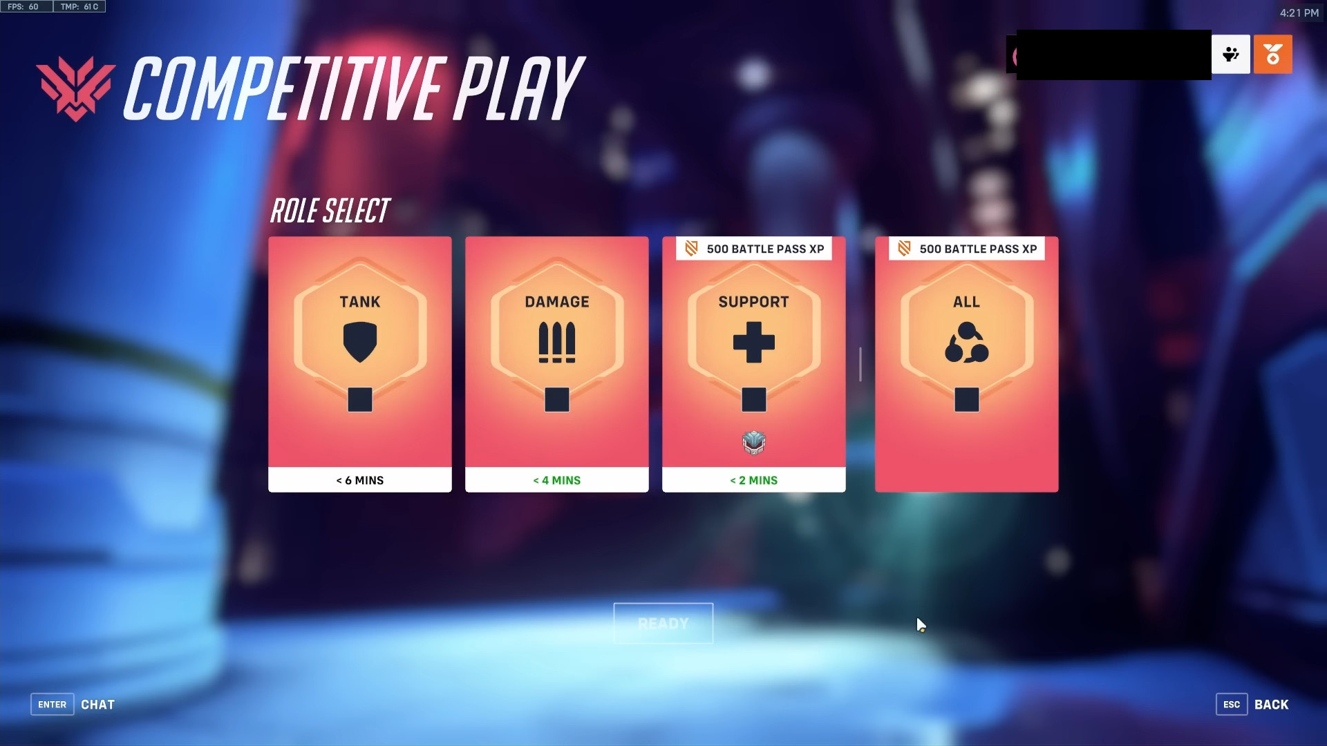 The competitive mode screen.