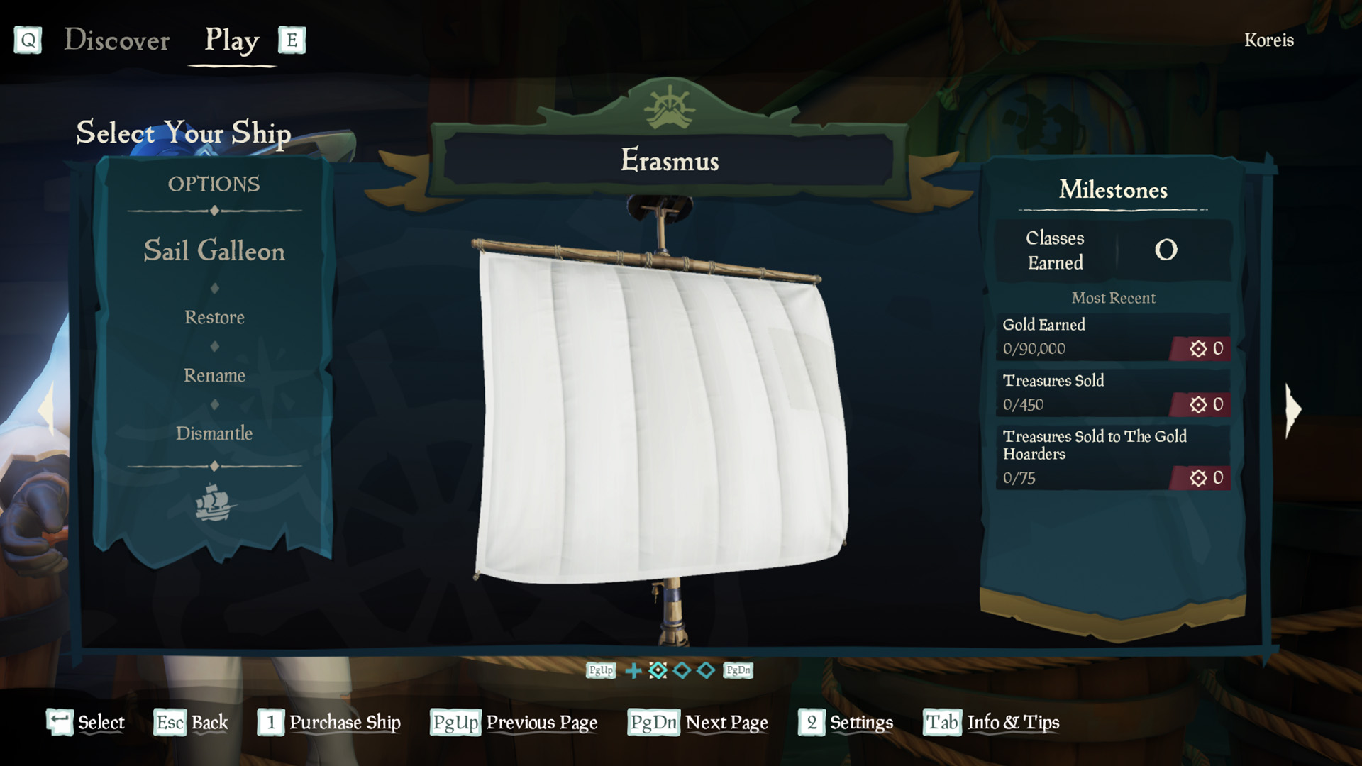 An image of a white sail in front of text, in Sea of Thieves