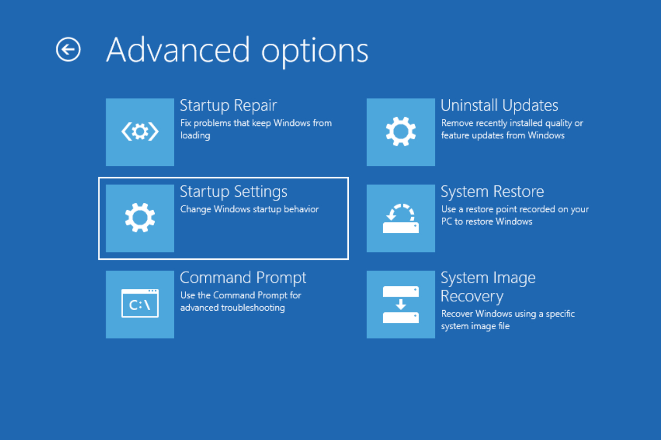 Windows 10 Advanced Options