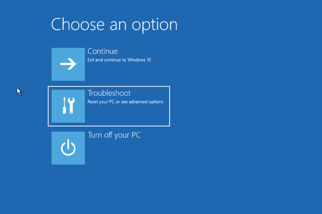 Windows 10 Choose an Option
