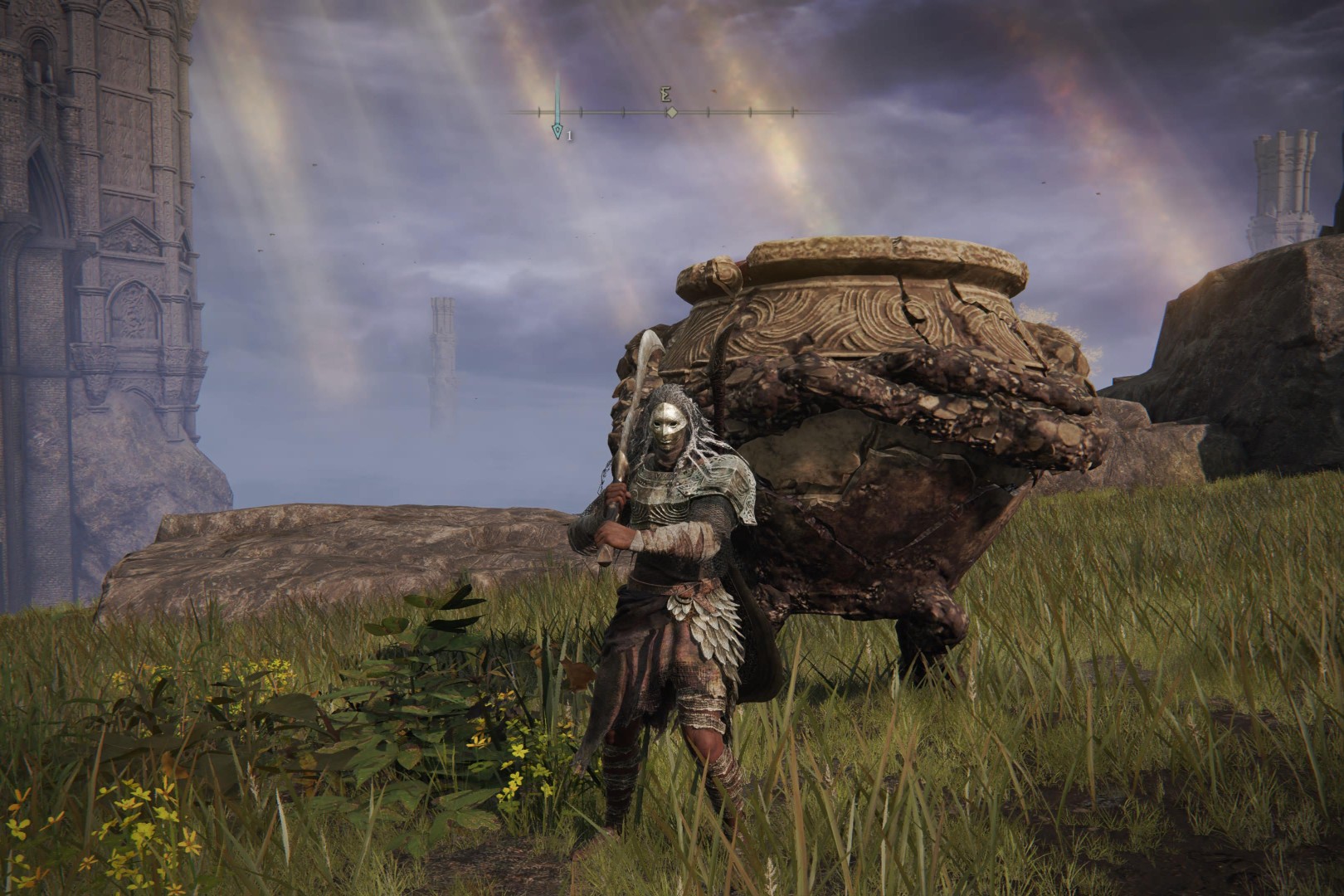 A player stands in front of Iron Fist Alexander in Elden Ring.