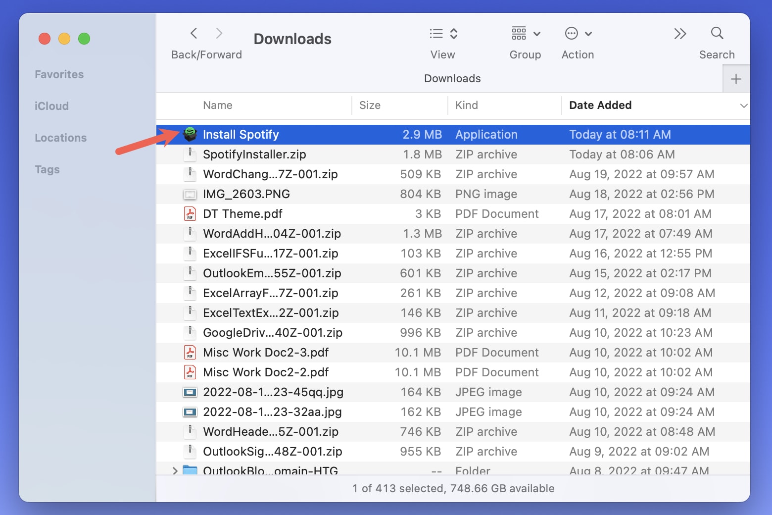 Install Spotify file from the ZIP file.