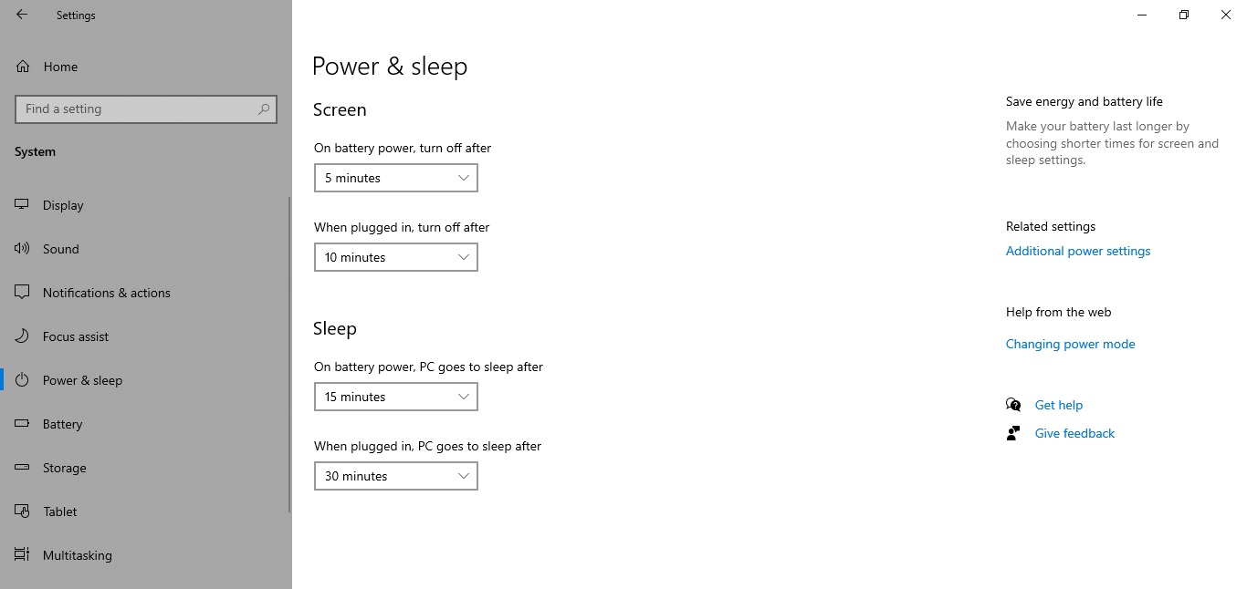 How to reduce sleep timer on Windows 10