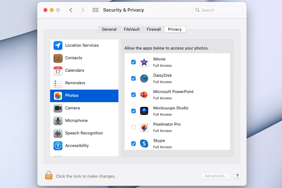 Apps with access to other apps in Security and Privacy on Mac.