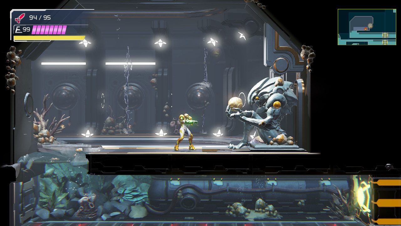 Chozo statue with Gravity Suit in Metroid Dread