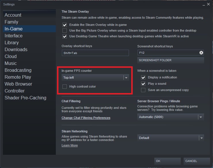 Steam fps counter option
