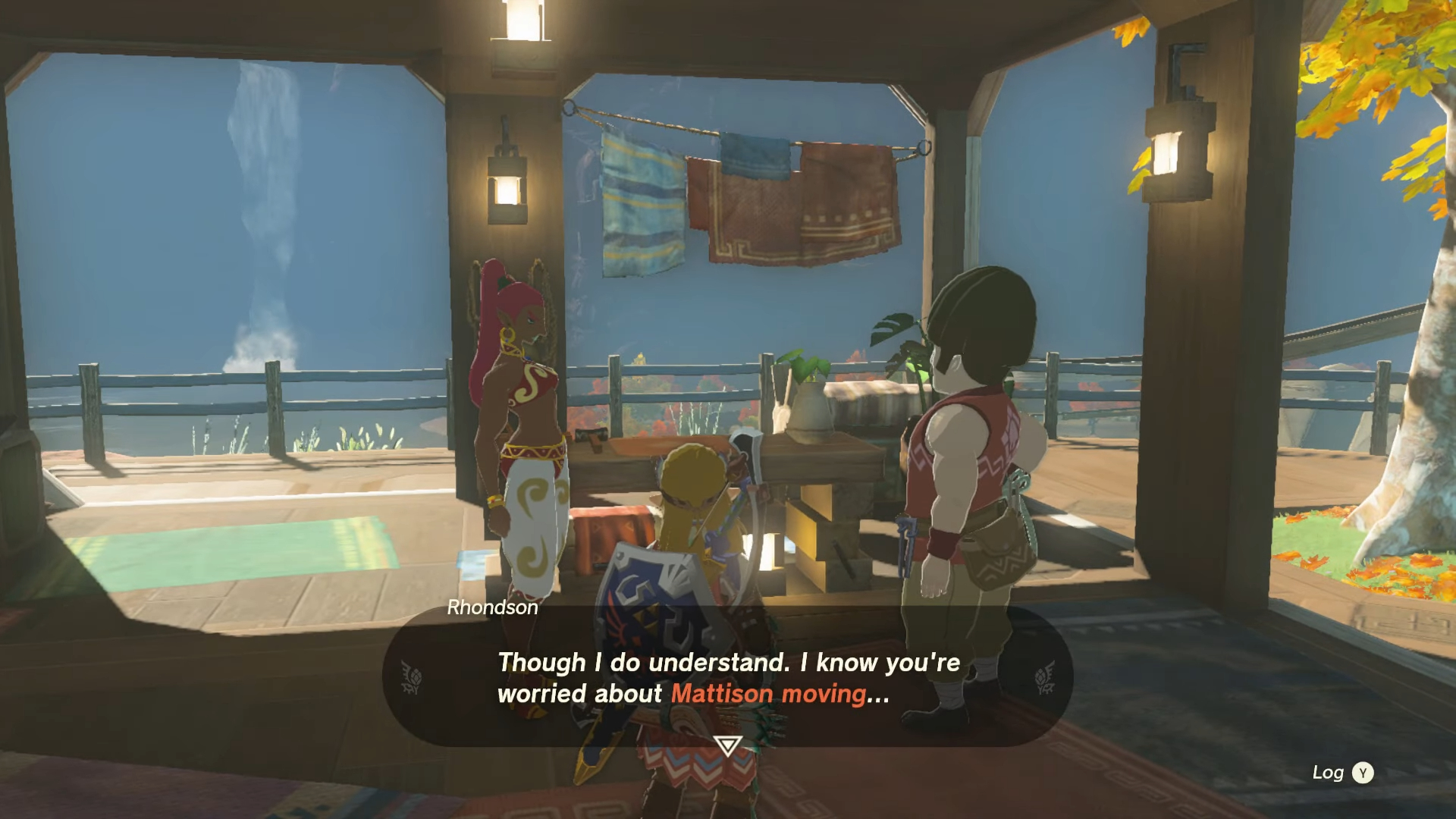 Link talking to a couple worried about their daughter.