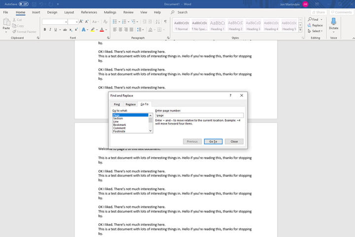 Deleting pages filled with content in Word.