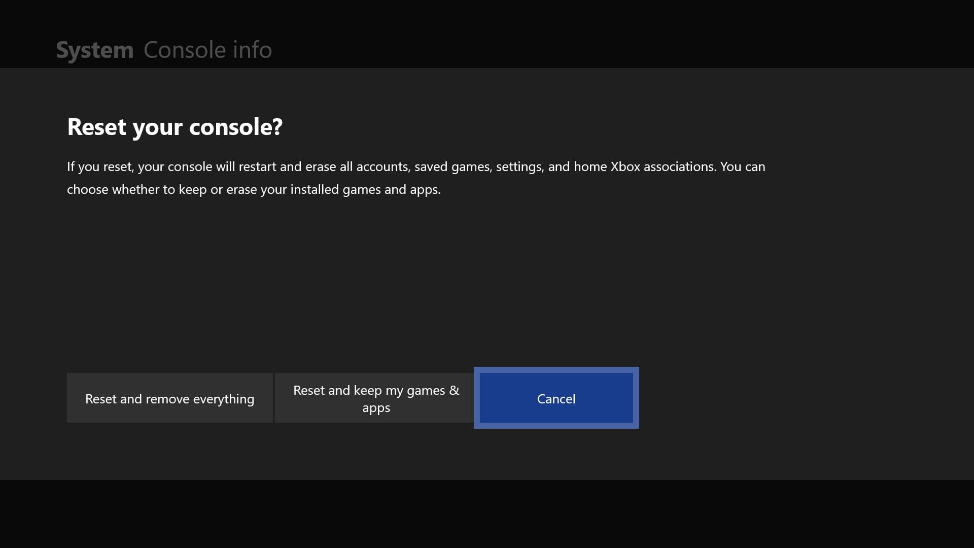 How to factory reset an Xbox One