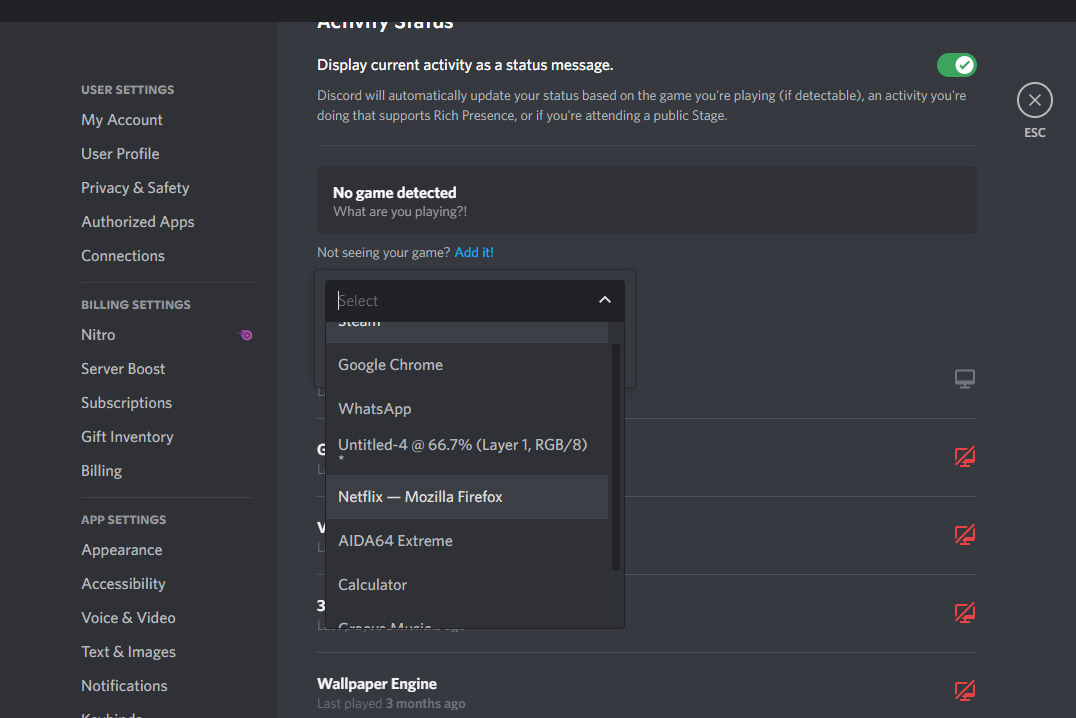 Screenshot of sources to stream on Discord.
