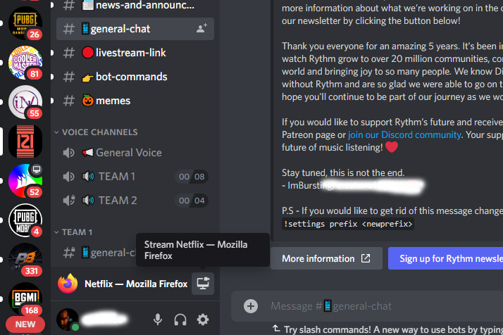 Screenshot of Discord highlighting the Go Live button.