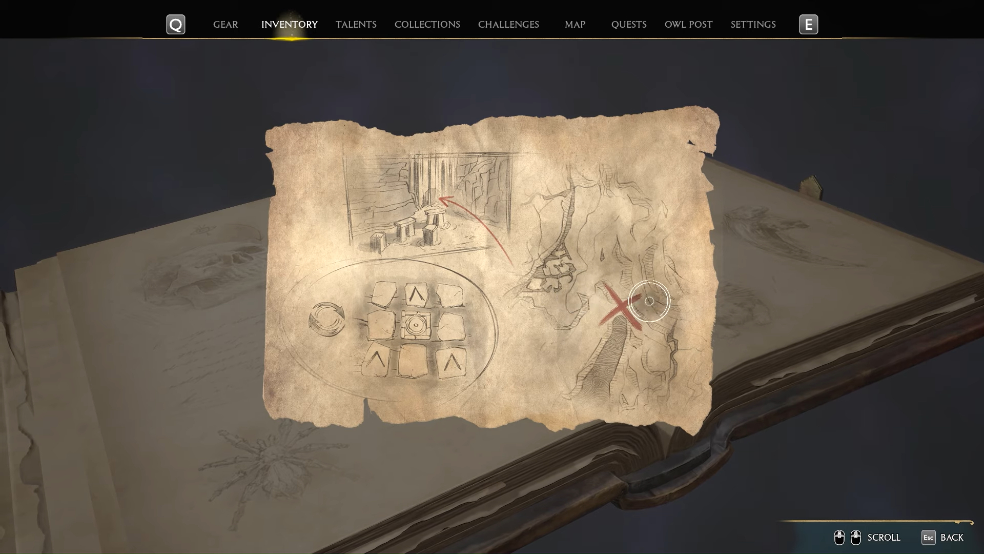 A map fragment with a clue to a puzzle.