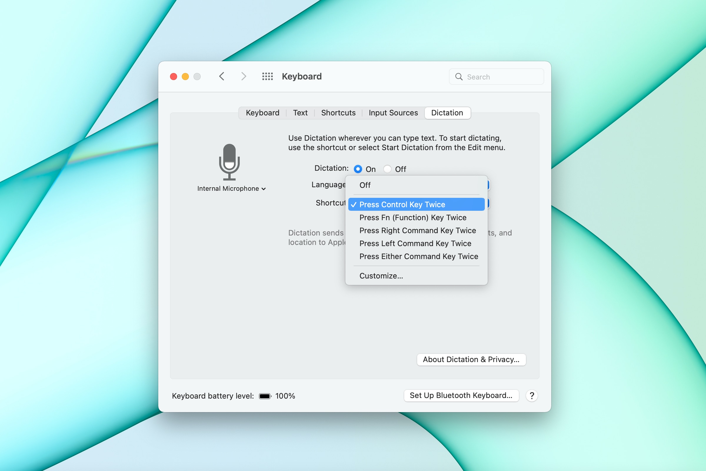 how to use dictation mac enable shortcut