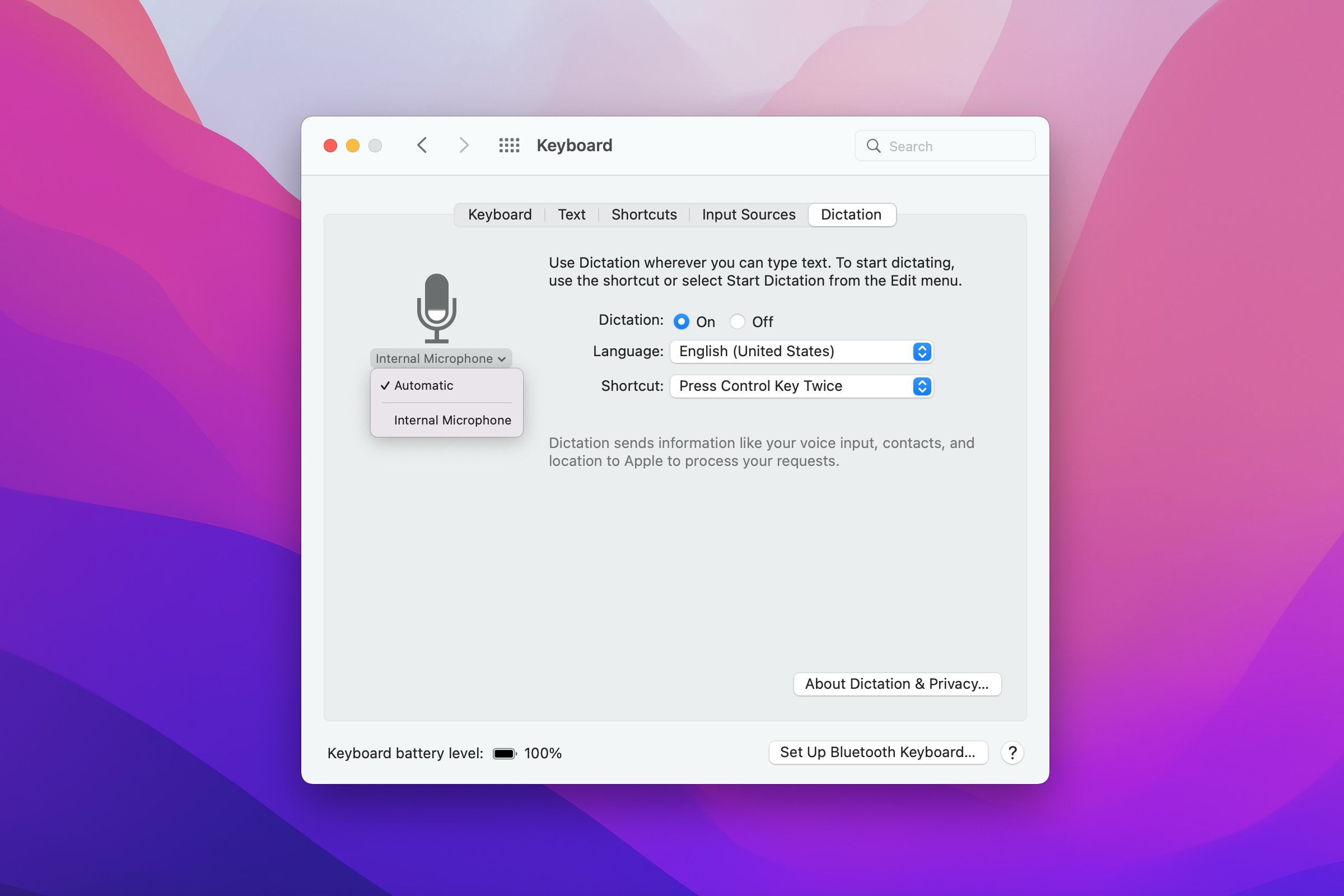 how to use dictation mac enable microphone