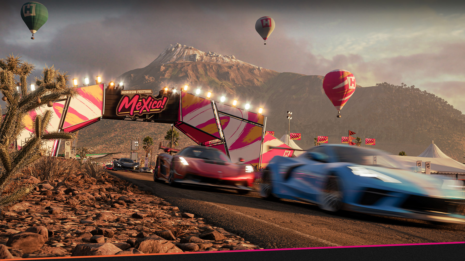 Forza cars race in Forza Horizon 5.