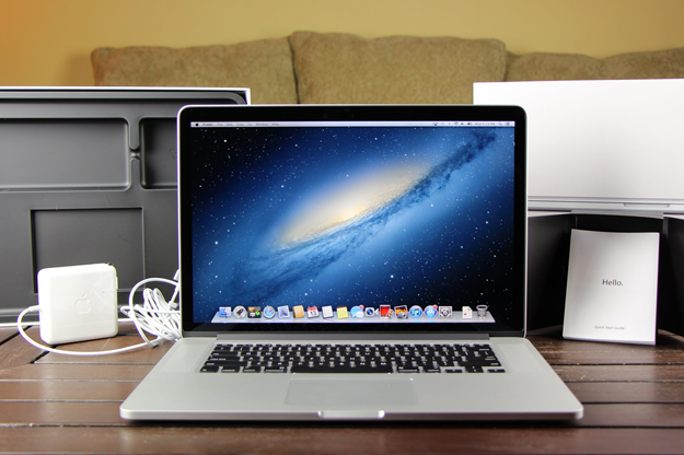 A MacBook Pro sitting on a table.