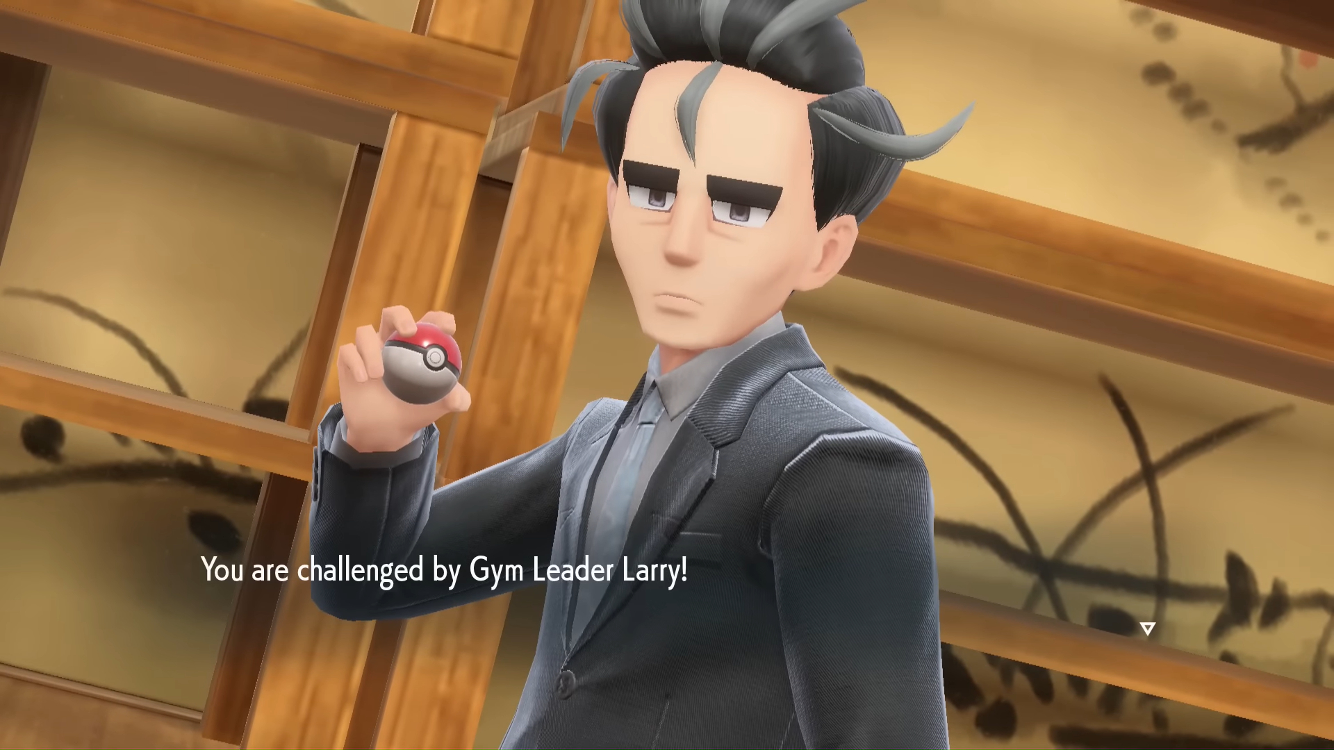 Larry holding a pokeball.