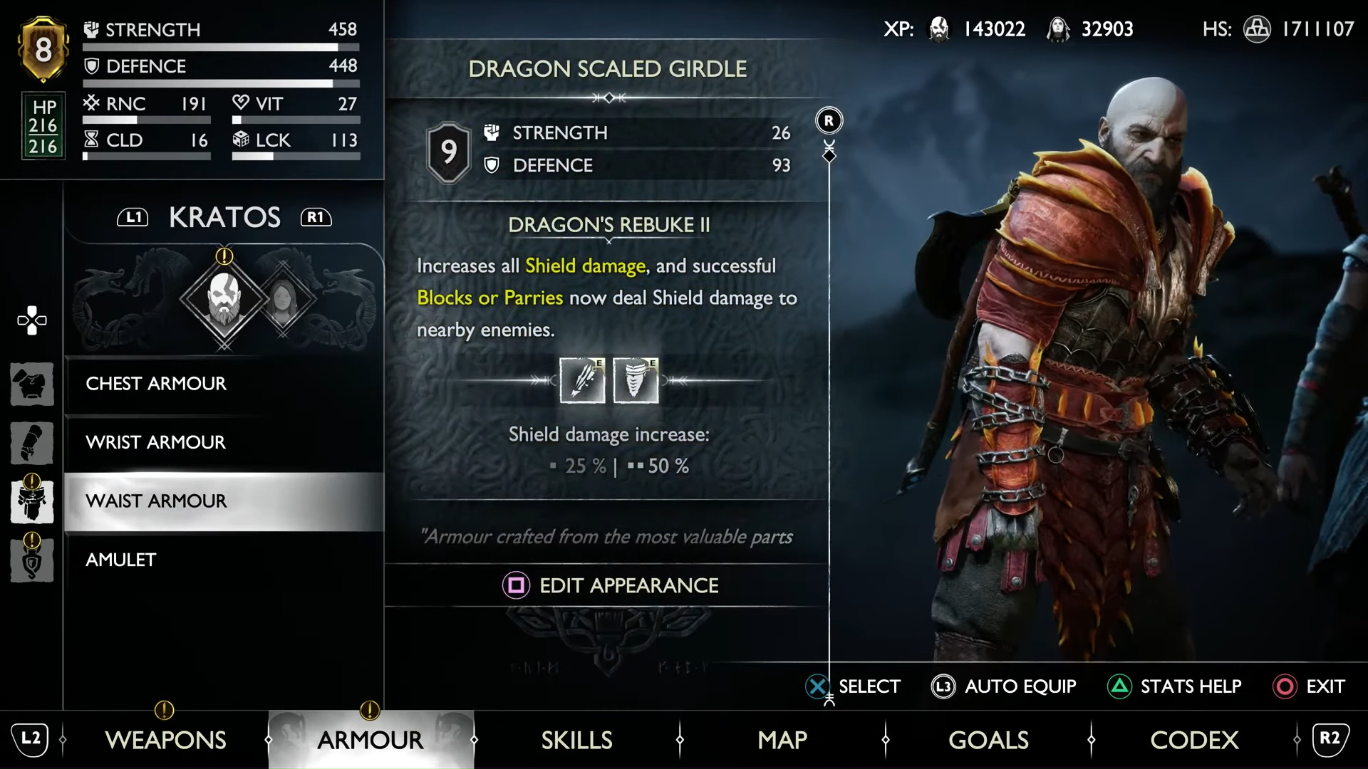 Kratos wearing Dragon armor.