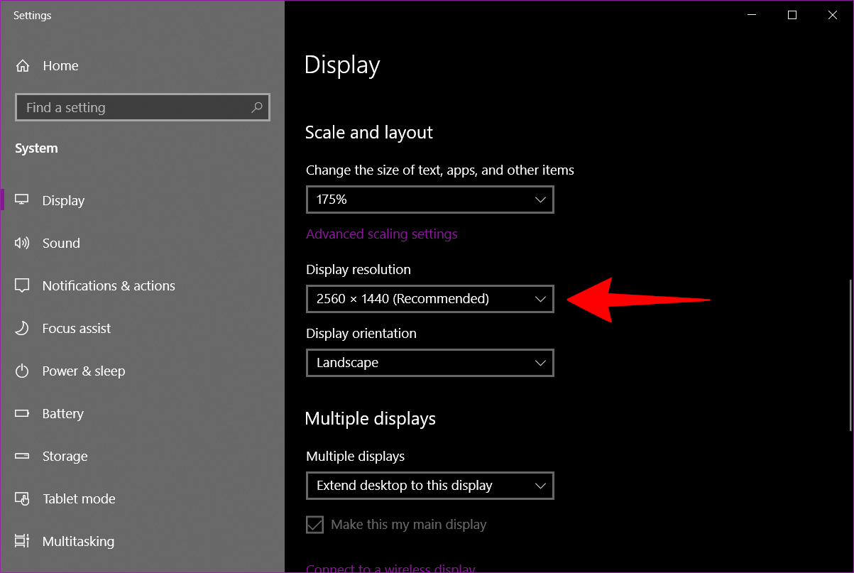 Windows 10 change display resolution.
