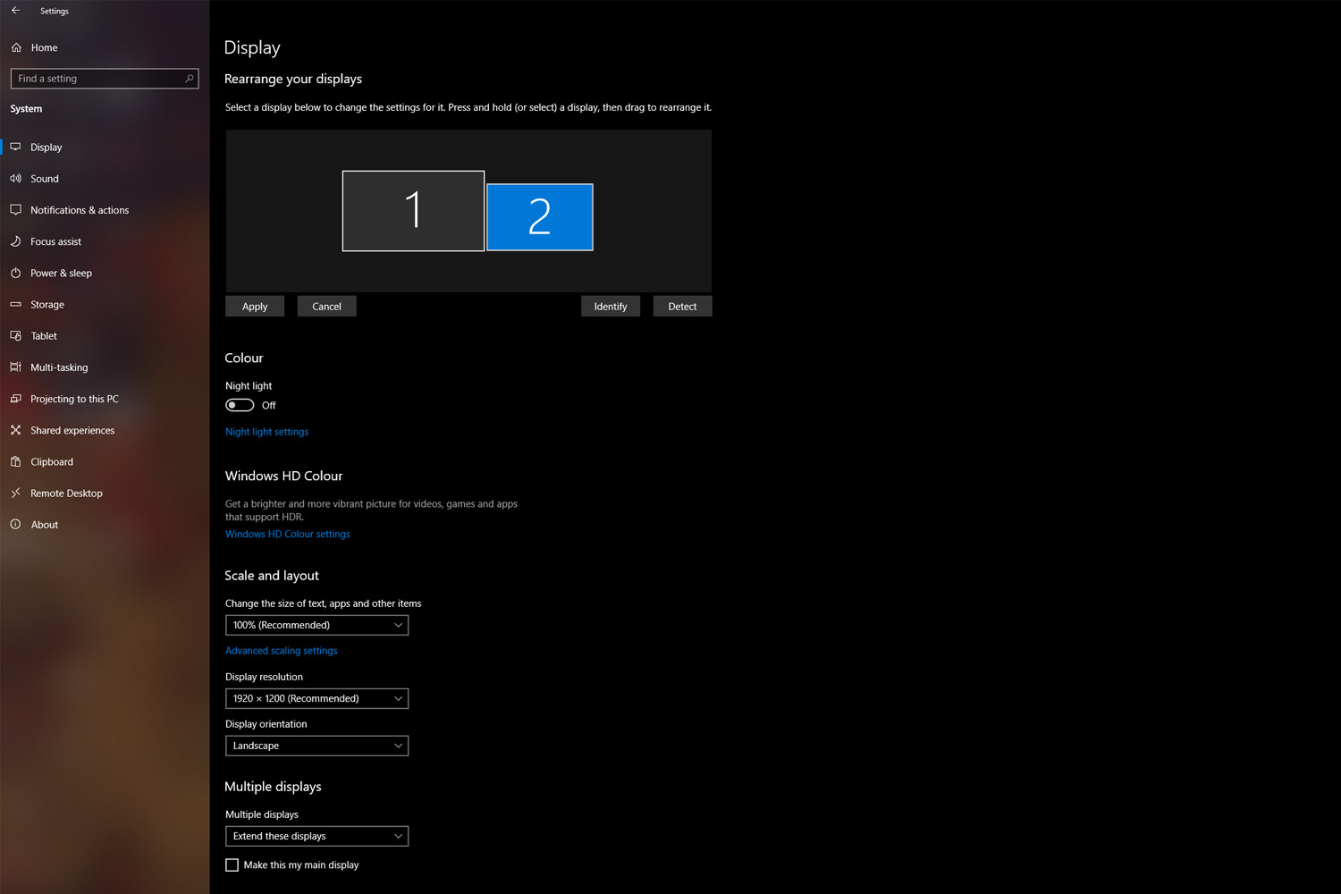 Changing Display Settings in Windows 10.