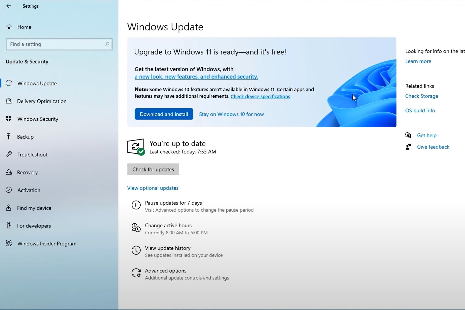 Windows 10's Security Menu